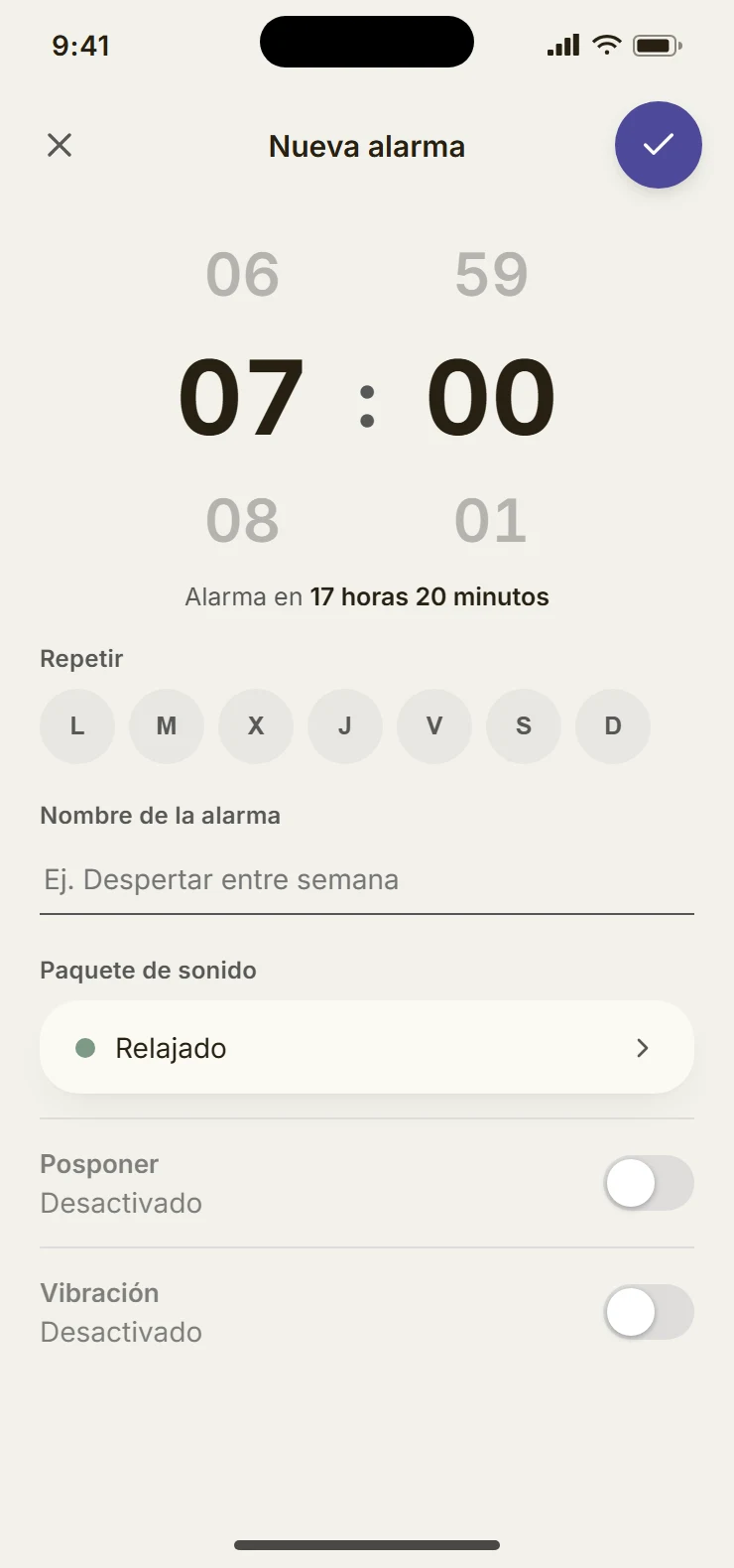 New alarm form