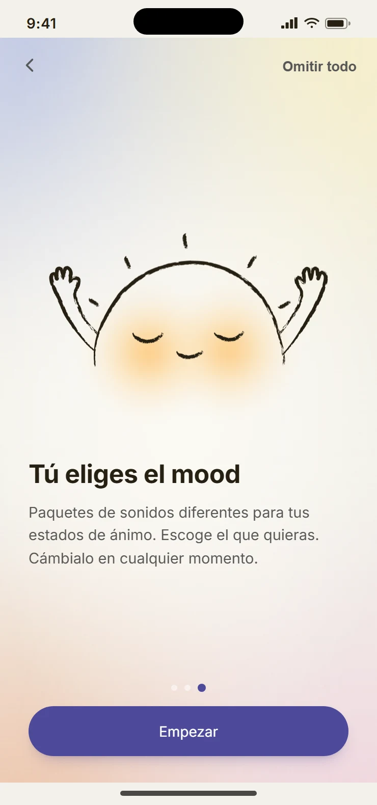 Onboarding: you choose the mood