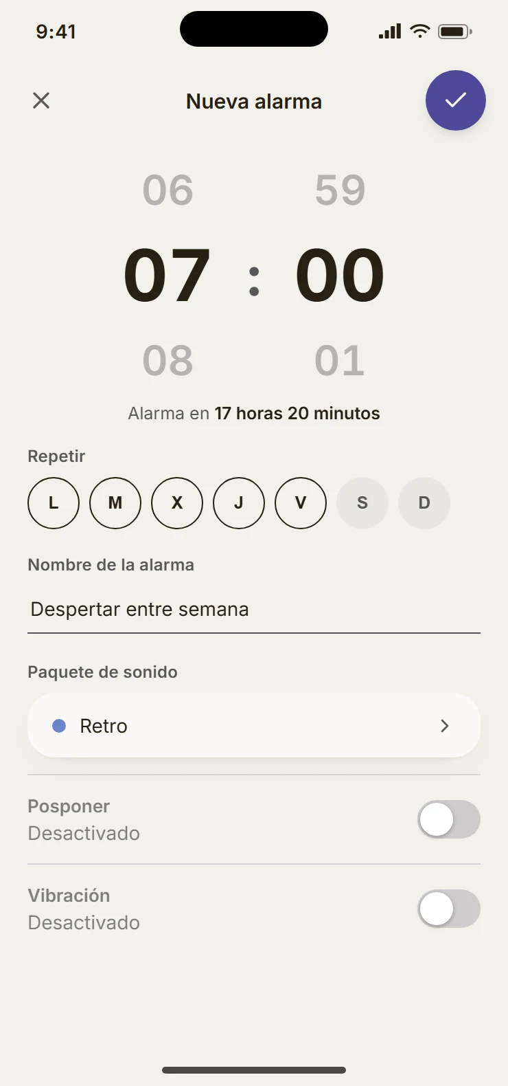 First alarm form with the pack preselected