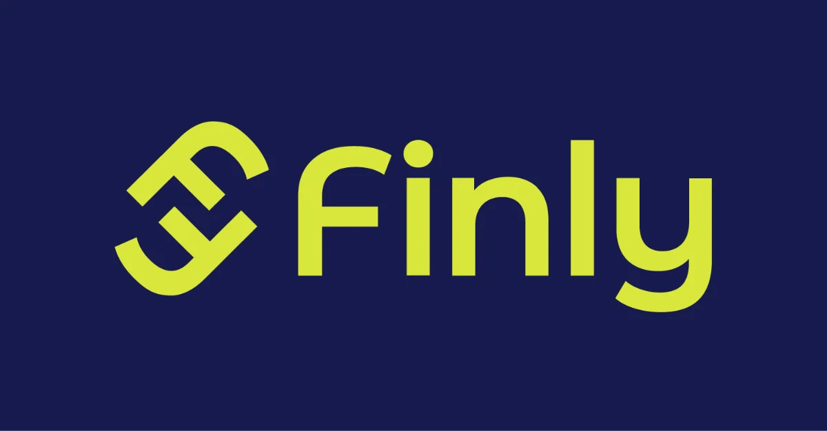 Finly logo in lime on navy